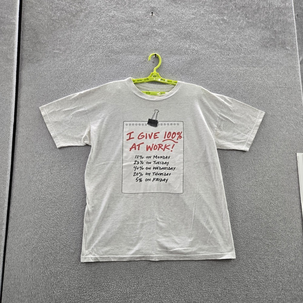 VINTAGE Work Sucks Men Shirt XL Gray Graphic Work Humor Print USA 90s